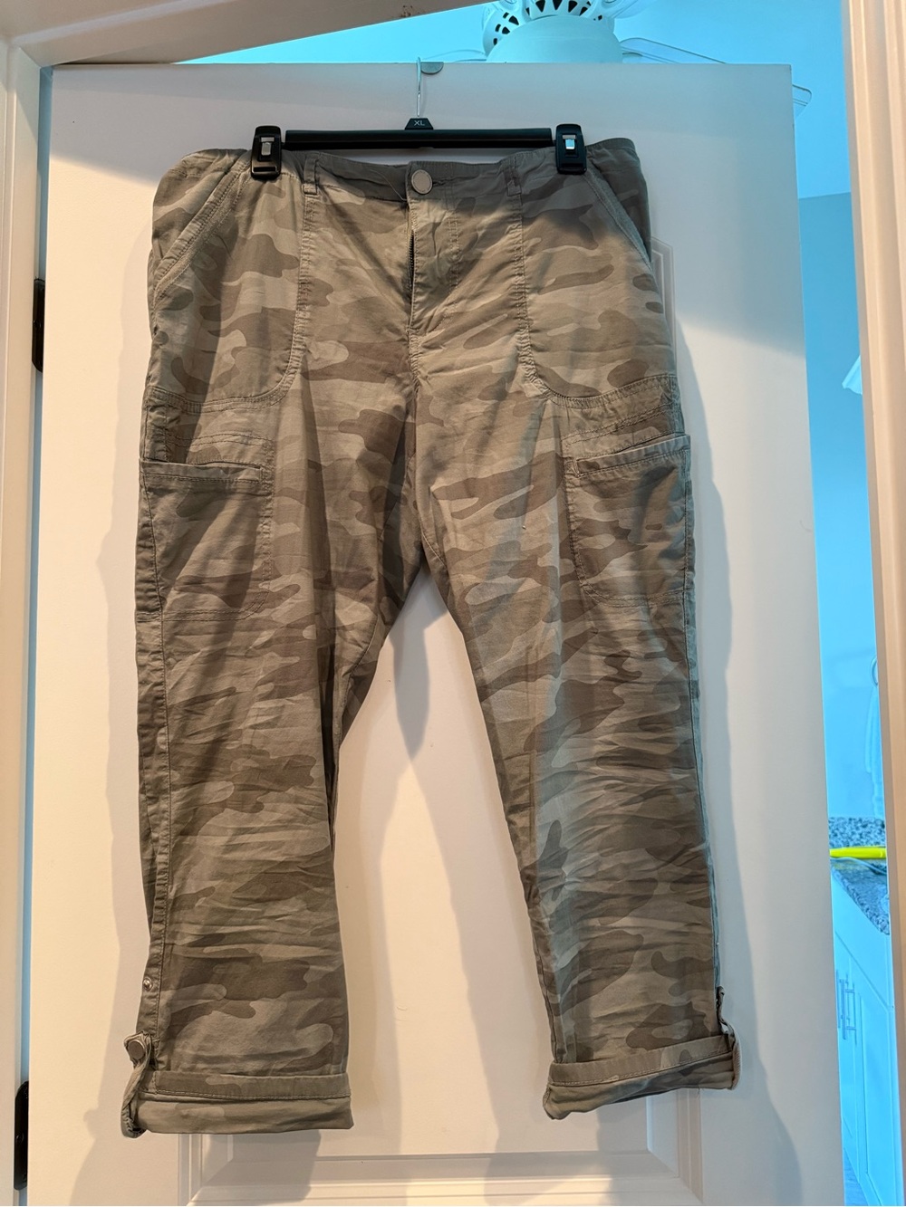Democracy Women's Camo Capris in Gray Tones